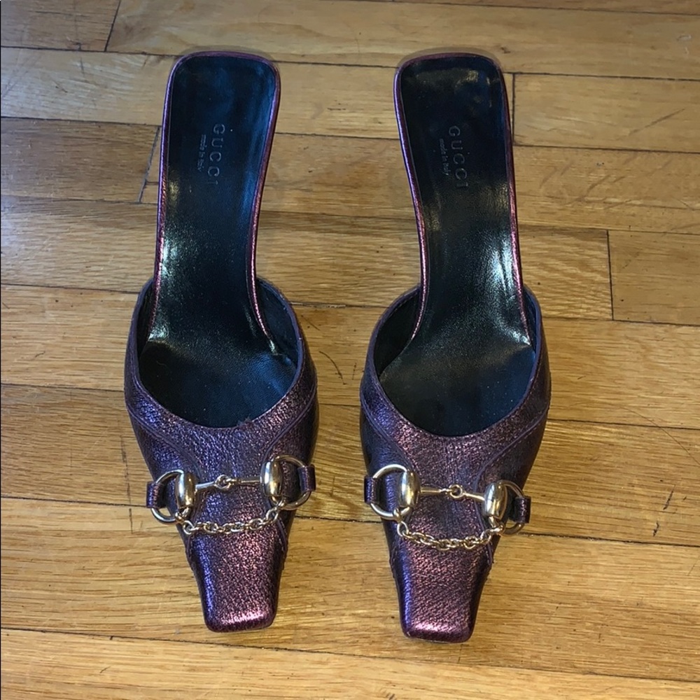 purple and black heels